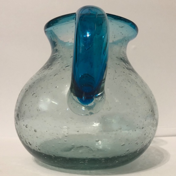 Pitcher Clear with Blue and Bubbles or Flower Vase. Material Glass. - Picture 4 of 4